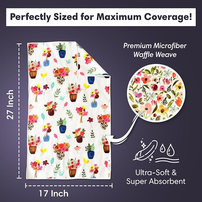 2 Double Sided Microfiber Hand Towels, 17x27 Inches Waffle Design Kitchen - Image 2