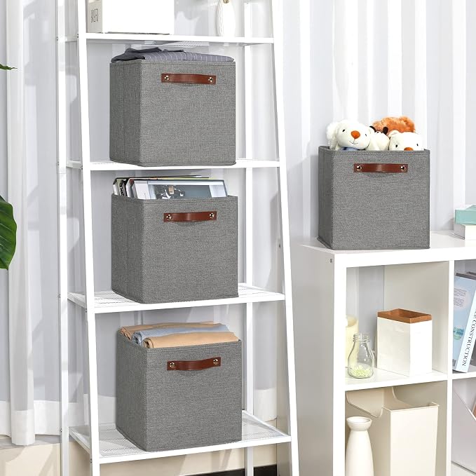 Temary 11 Inch Cube Storage Bins 4PCs Fabric Storage Cubes Storage Baskets - Image 5