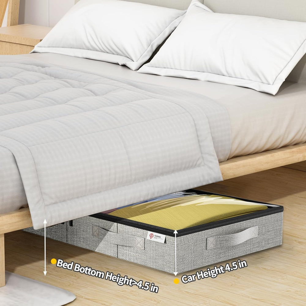 4.5 Inches Under Bed Storage Containers with Sturdy Sidewalls/Bottom and Rein...
