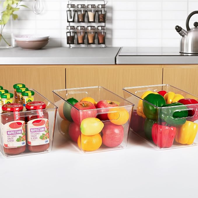 YIHONG Clear Pantry Storage Organizer Bins, 10 Pack Plastic Food Storage Bins