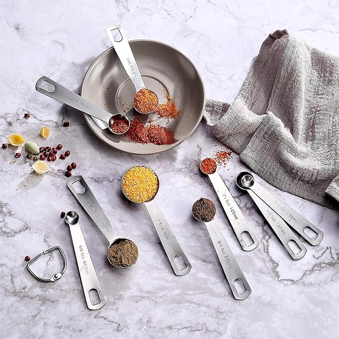9PCS Measuring Spoons Set Stainless 1 tbsp, 1/2 tbsp, and 1-1/16tsp Steel - Image 7