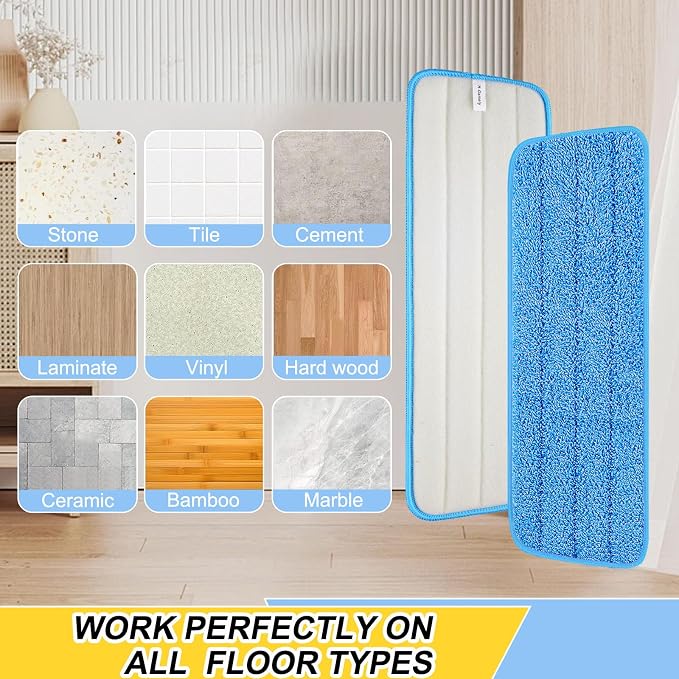16.5 inch Reusable Mop Pads Microfiber Spray Mop Replacement Heads - Image 4