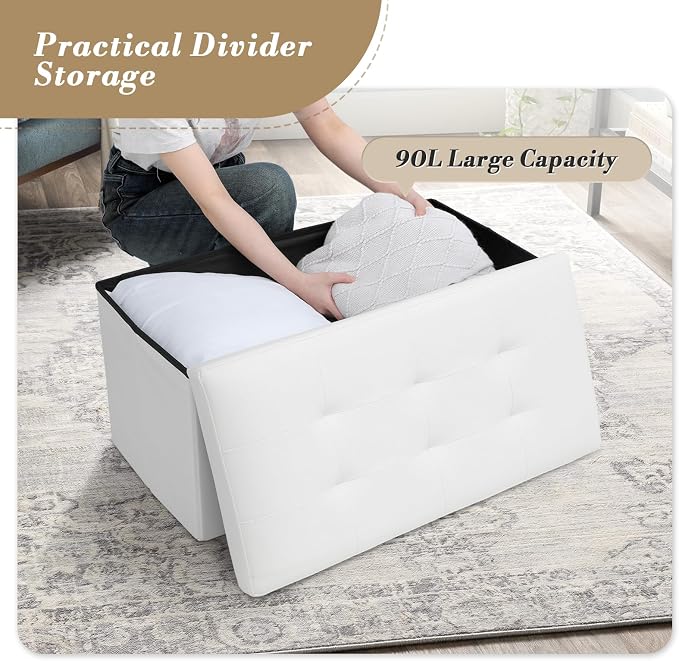 Athena Collection 30" Storage Ottoman Bench Folding Bench - Image 6