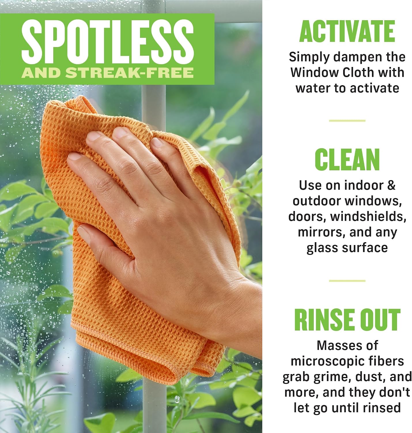 E-Cloth Microfiber Window Cleaning Cloth Kit - Glass Cleaning Cloth for Windows,Mirrors,Cars,Lenses,Eyeglasses,& More,Streak Free Clean,Machine Washable Reusable Towel - Tangerine Orange,(Pack of 2)
