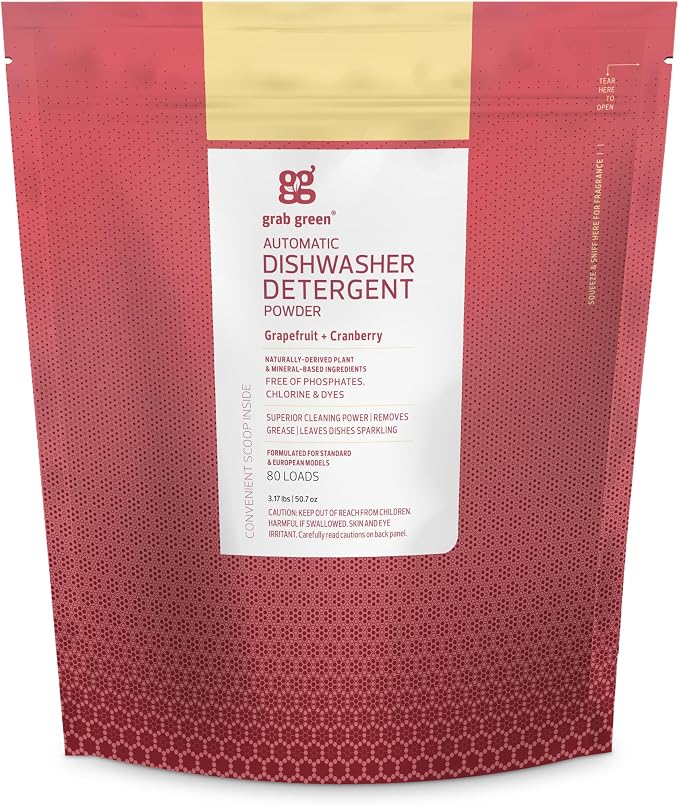 Grab Green Automatic Dishwashing Detergent Powder 3.17 lbs, 80 Loads, by GrabGreen