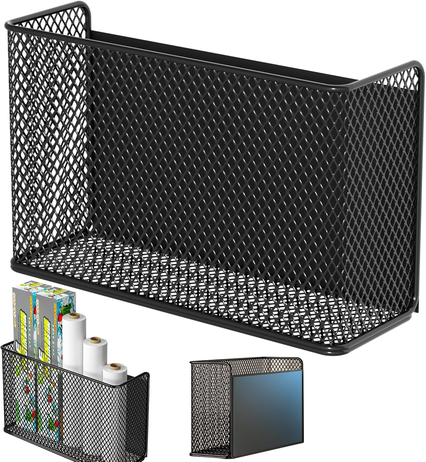 Magnetic Shelf Fridge Basket Bin for Whiteboard Washer Dryer Locker Cabinet | No Drilling Or Tools Needed, Reusable Magnet Organizer Classroom Office Home Kitchen Laundry Storage Rack Container Holder
