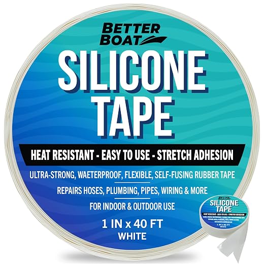 White Heavy Duty Silicone Tape, Self-Fusing Rubber Hose and Plumbing Water Pipe by BetterBoat