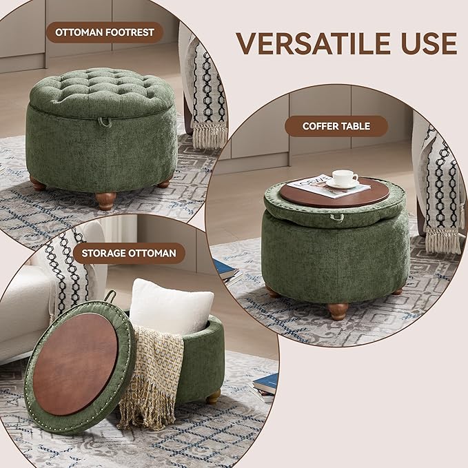 24Inch Round Storage Ottoman - Image 5