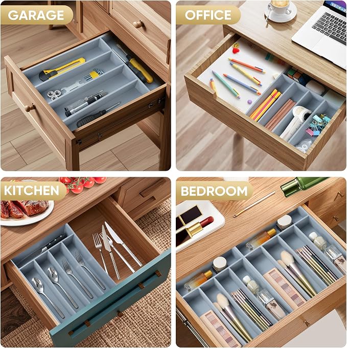 Silverware Organizer, 10 Inch Utensil Organizer Kitchen Drawer Organizer Bamboo - Image 6