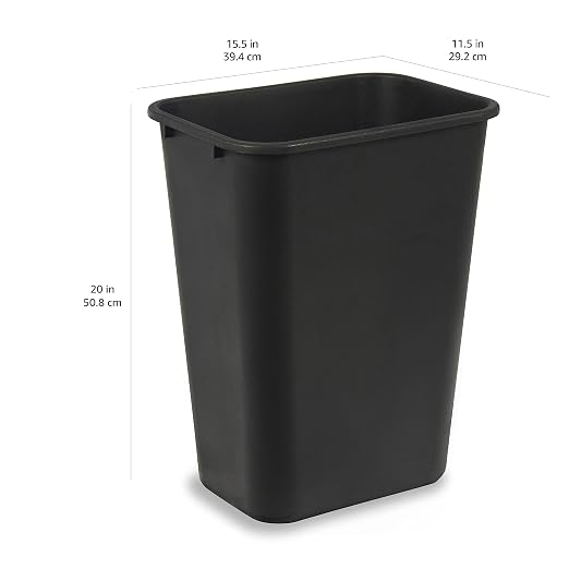 Amazon Basics Trash Can, Rectangular Commercial Office Wastebasket, 10 Gallon - Image 3