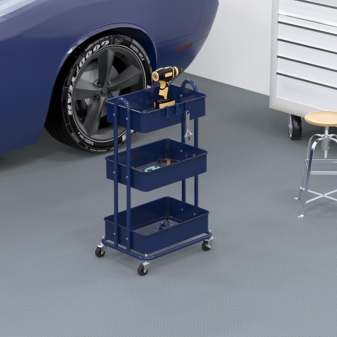 Simple Houseware 3-Tier Heavy Duty Metal Utility Rolling Cart - Image 6