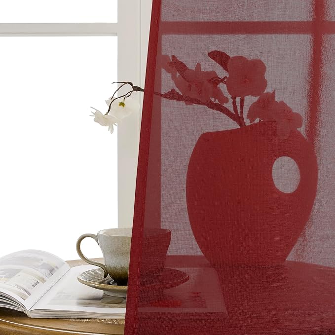 Tollpiz Sheer Door Curtains Closet Linen Textured Curtains Sheer Doorway Light - Image 9