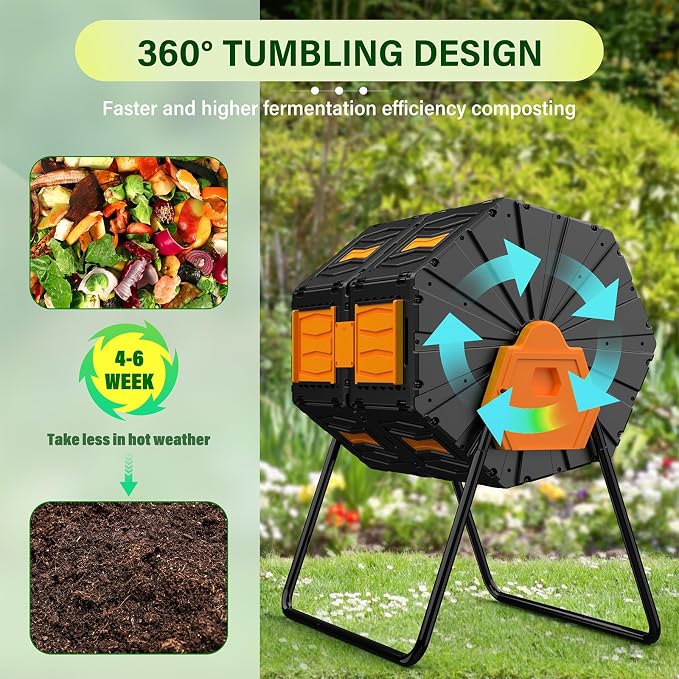 Compost Bin Outdoor, 45 Gallon / 170L Composter Tumbler, 360° Rotating Compost - Image 3