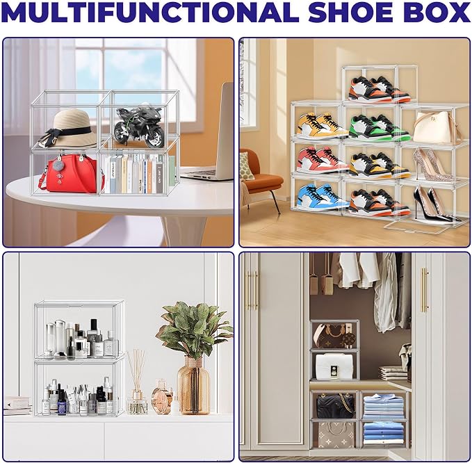 Shoe Storage 6 Pack, Acrylic Clear Shoe Storage Box Stackable Large Sneakers - Image 6
