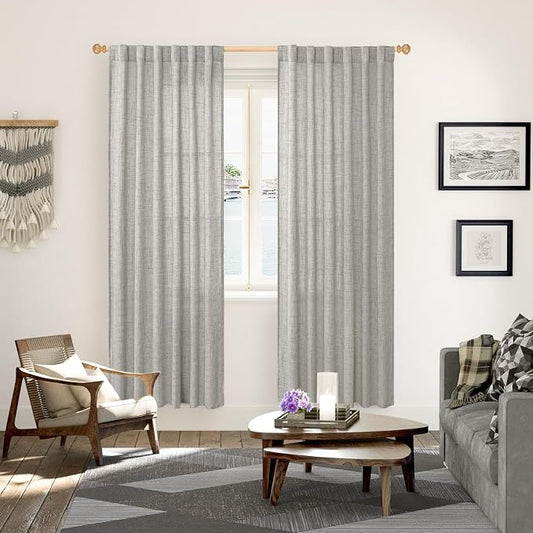 YoungsTex Dark Grey Linen Curtains 78 Inch Length - Image 2