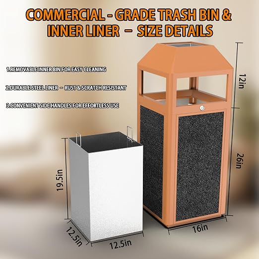 Commercial Metal Outdoor Trash Can - Image 2