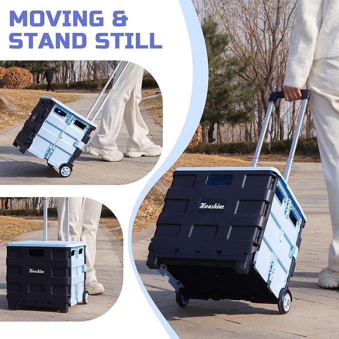 Collapsible Rolling Crate on Noiseless Wheels: Portable Utility Cart - Image 2