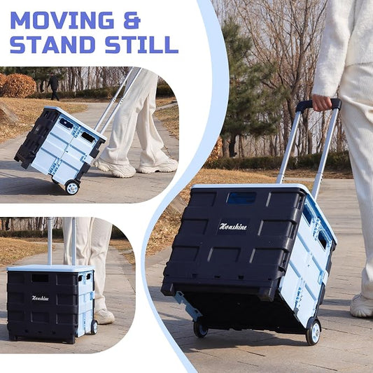 Collapsible Rolling Crate on Noiseless Wheels: Portable Utility Cart - Image 2