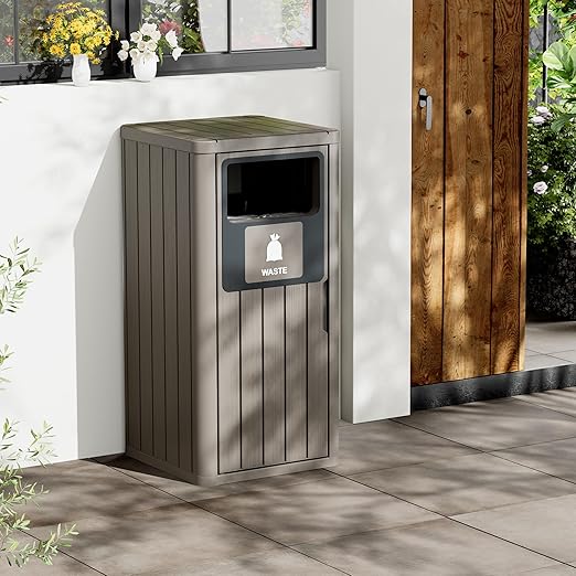 Outdoor Trash Can, Waterproof Resin Garbage Can Indoor and Outdoor Use - Image 8