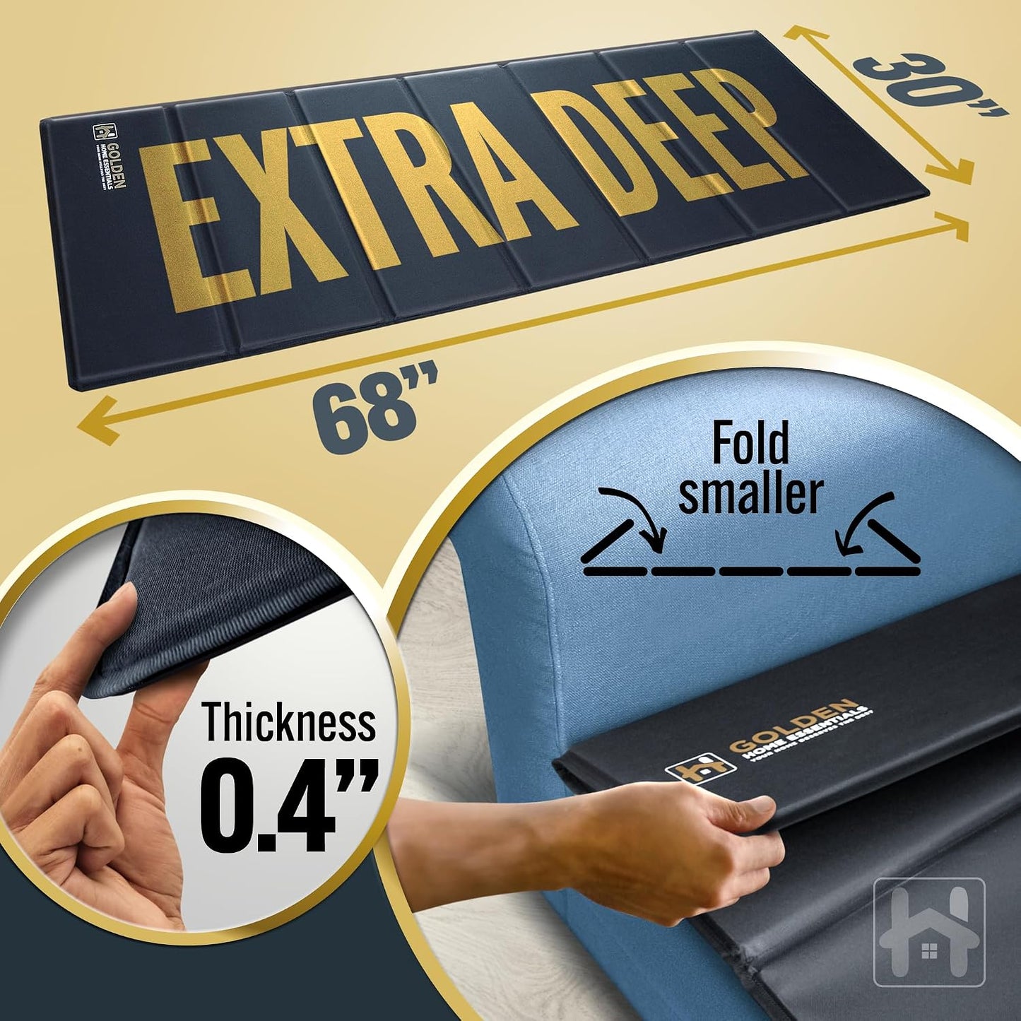 Golden Home Essentials XXXL Heavy Duty Couch Support for Sagging Cushions - 30in x 68in Extra Wide Sofa Cushion Board - 0.4in Saggy Cushion for Seat Support