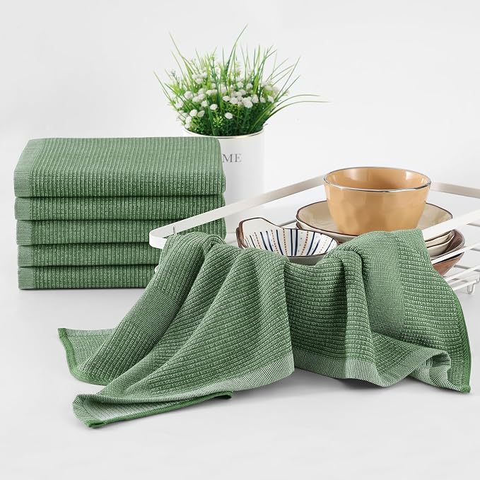 Homaxy Premium Kitchen Towels, Large Cotton Kitchen Hand Towels, Flat and Terry - Image 6
