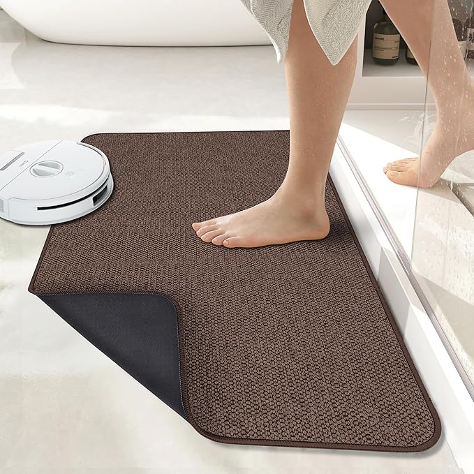 Bath Mat, Ultra Thin Bathroom Rugs, Rubber Bath Mats by BosapDirect