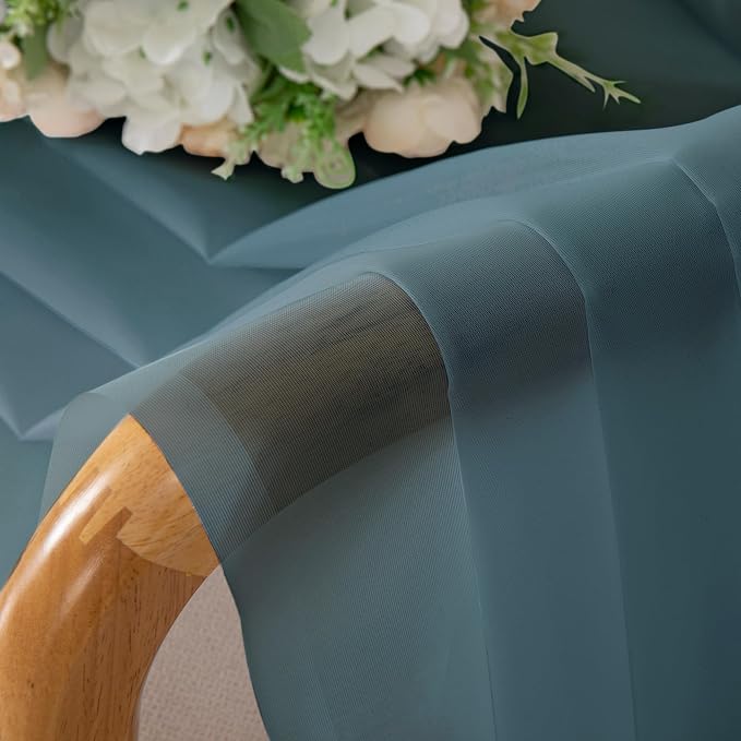 Chyhomenyc Stone Blue Sheer Curtains 78 Inches Long 2 Panels Set - Image 6