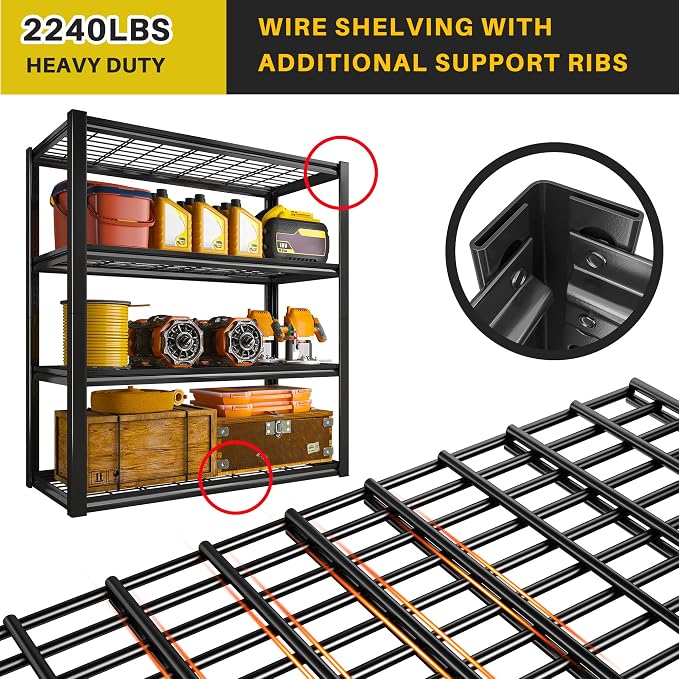 REIBII 40" W Garage Shelving 2240 LBS Storage Shelves Adjustable Heavy Duty - Image 6