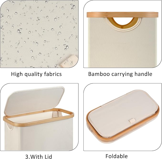 Slim Laundry Basket, Tall laundry Hamper - Image 2