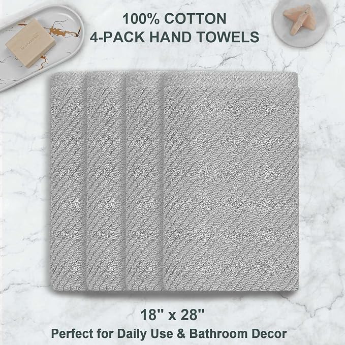 VOOVA & MOVAS Grey Hand Towels for Bathroom, Large 18" x 28" - Image 4