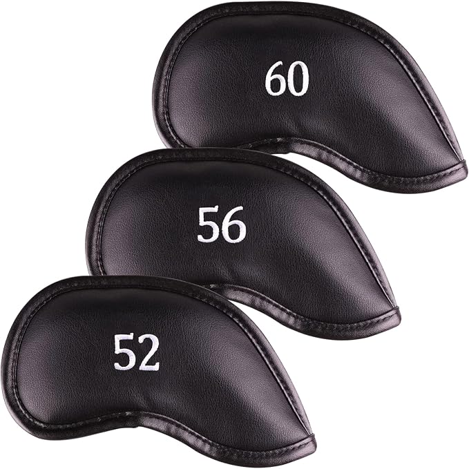 Premium Magnetic Leather Iron and Wedge Golf Club Head Covers | Set of 10 | by AllTeedUp