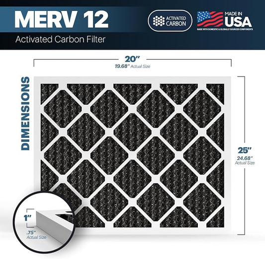 BNX TruFilter 20x25x1 MERV 12 Odor Defense AC Furnace Air Filter - Image 2