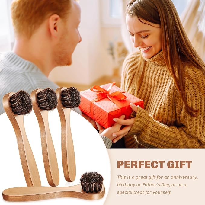 4 Pcs Horsehair Shine Shoes Brush Kit Polish Dauber Applicators Cleaning - Image 5