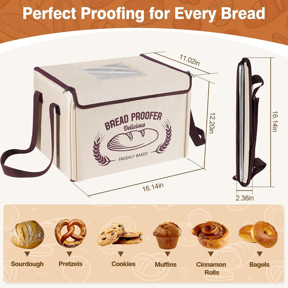 Folding Bread Proofing Box 16 x 12 IN, 3 Sides Heating Dough Proofer with Tem...