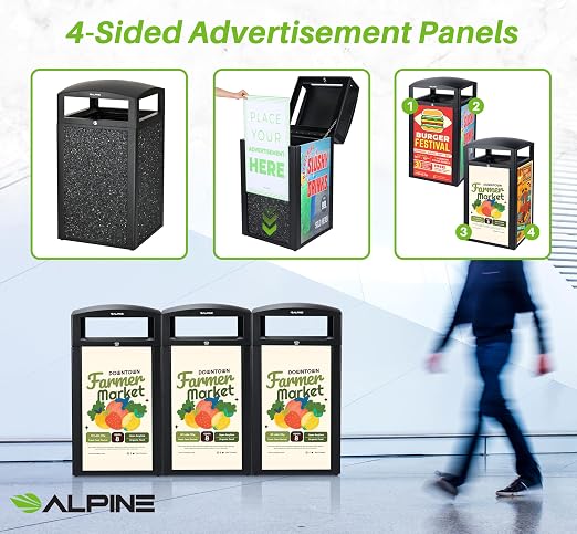 Alpine Outdoor Commercial Trash Can - Image 2
