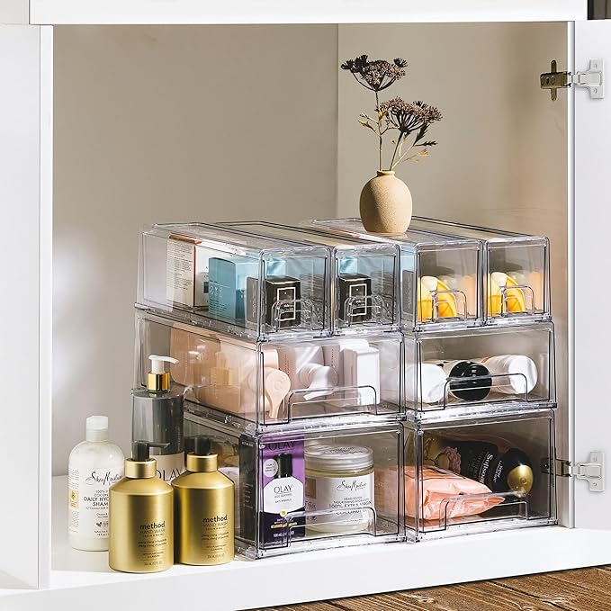 Sorbus Small Clear Storage Drawers – Stackable Organizer Bins - Image 6