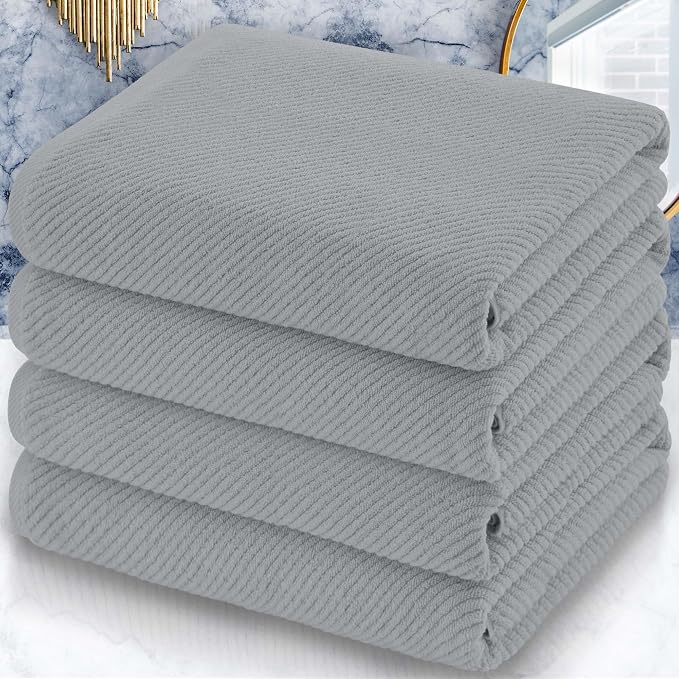 VOOVA & MOVAS Grey Bath Towels, Large 30" x 56" by VOOVAMOVAS