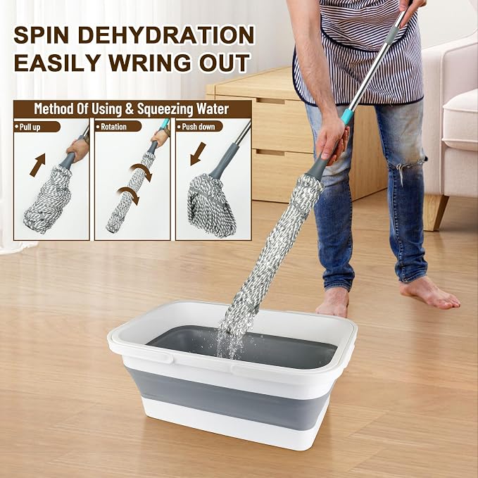 Self Wringing Mop with Bucket- Easy Squeeze Twist Mop with 52.5 Inch Long Handle - Image 6