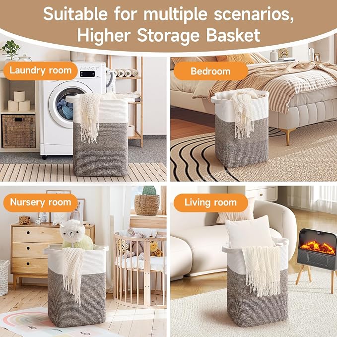 CLHMILY&Z 75L Laundry Hamper Rectangular Cotton Rope Basket - Image 5