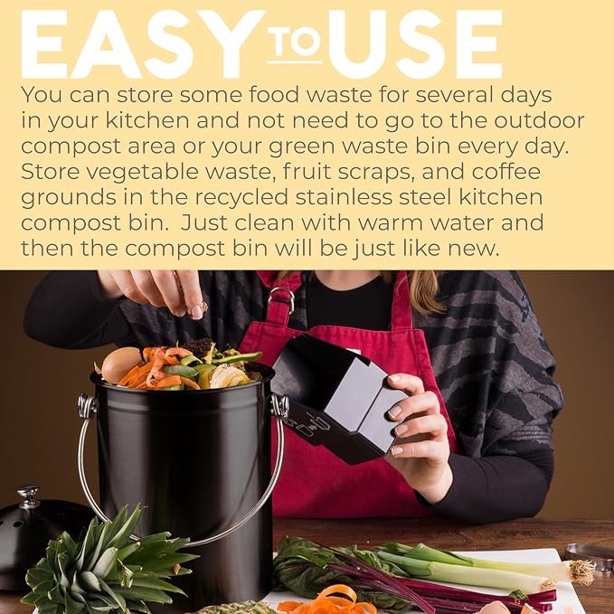 EPICA Countertop Compost Bin Kitchen | 1.3 Gallon | Odorless Composting Bin - Image 7