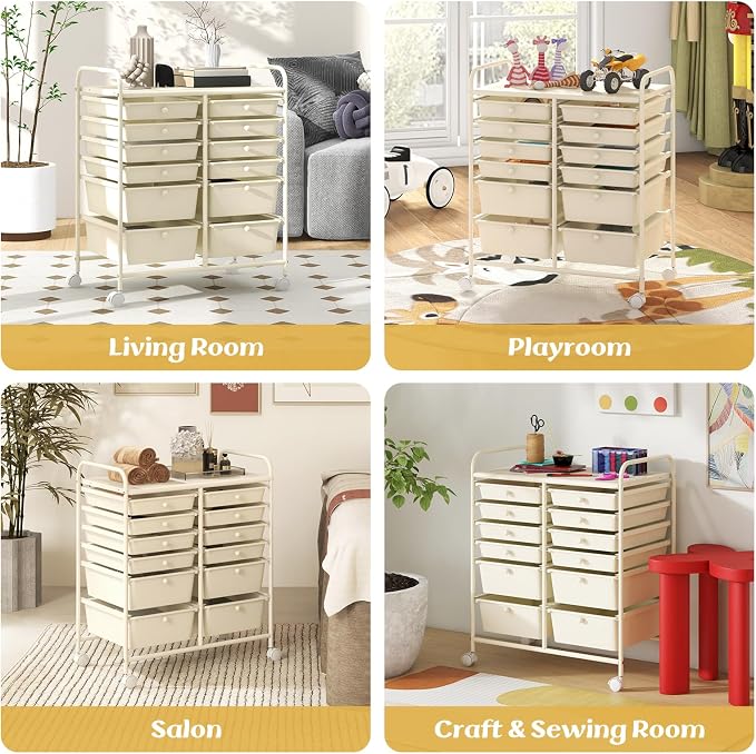 GOFLAME 12-Drawer Rolling Storage Cart, Mobile Utility Cart - Image 8