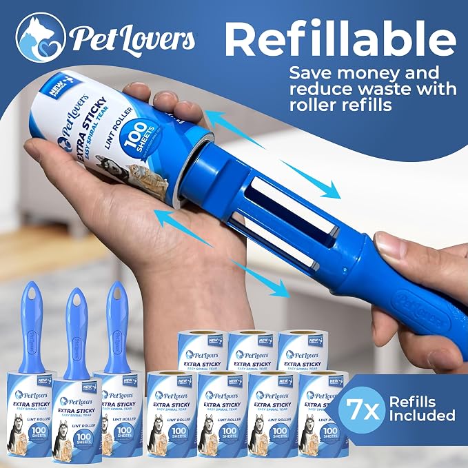 PetLovers Extra Sticky Lint Roller Bulk Value Set 3 Rollers 7 Refills 1 - Image 4