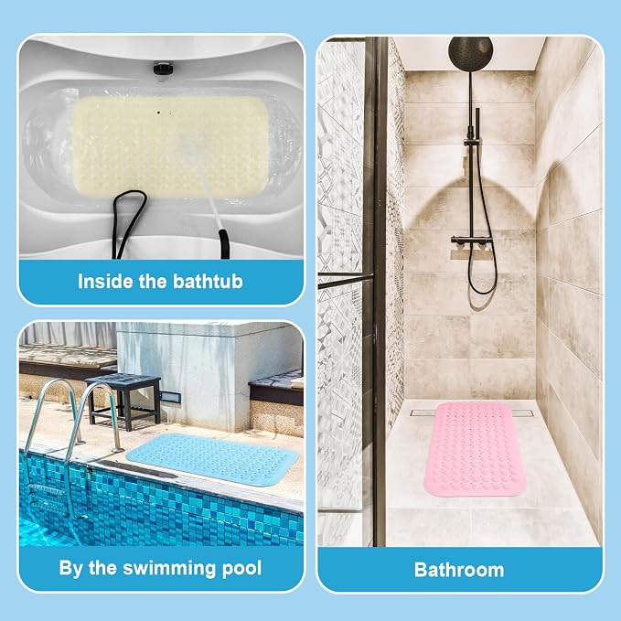 Dunzy 12 Pcs Non Slip Bath Mats 27.6x14.2 Inches TPE Bathtub Mats - Image 7
