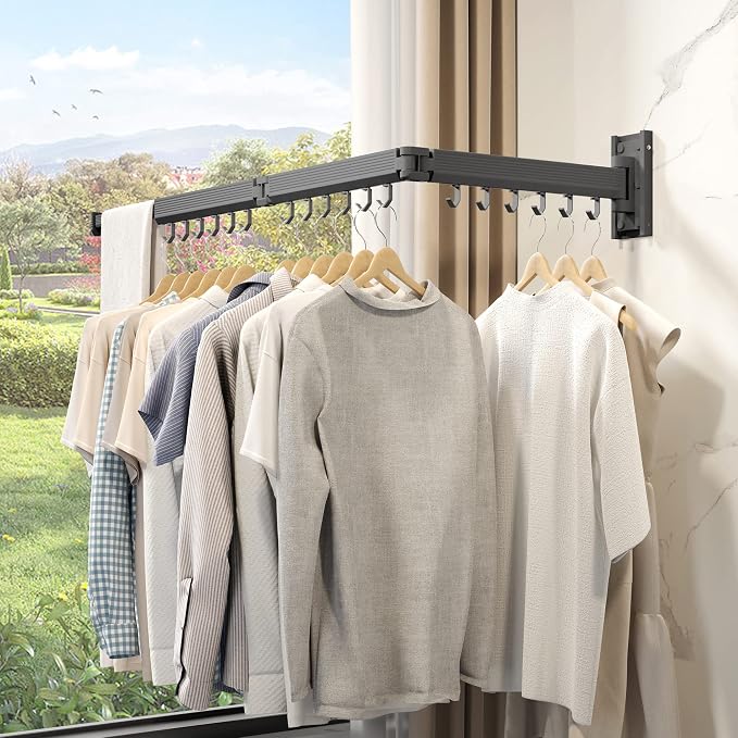 Wall Mounted Clothes Drying Rack, Laundry Drying Rack Wall Mount, Clothes Hanger - Image 8