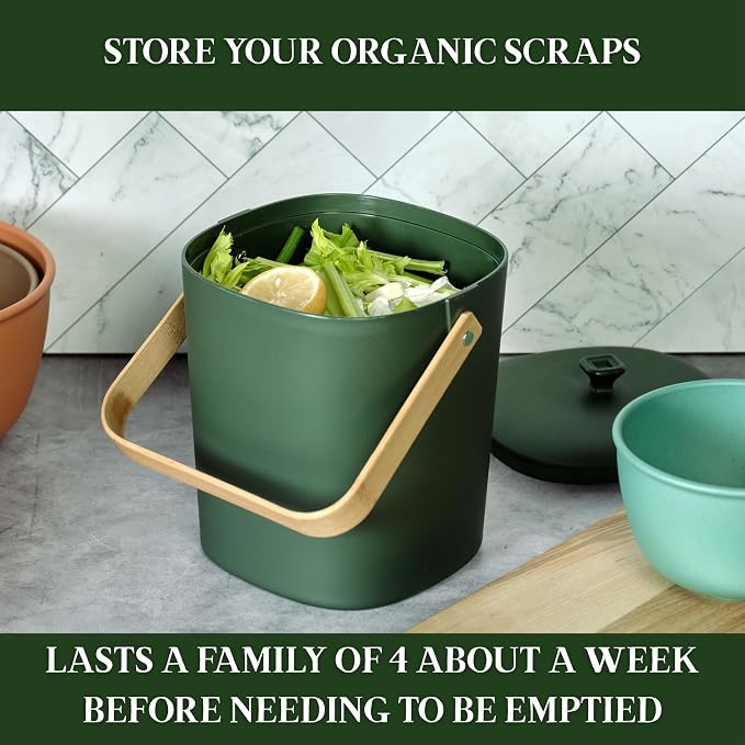 Bamboozle Countertop Compost Bin Kitchen | 1 Gallon | Odorless Composting Bin - Image 4