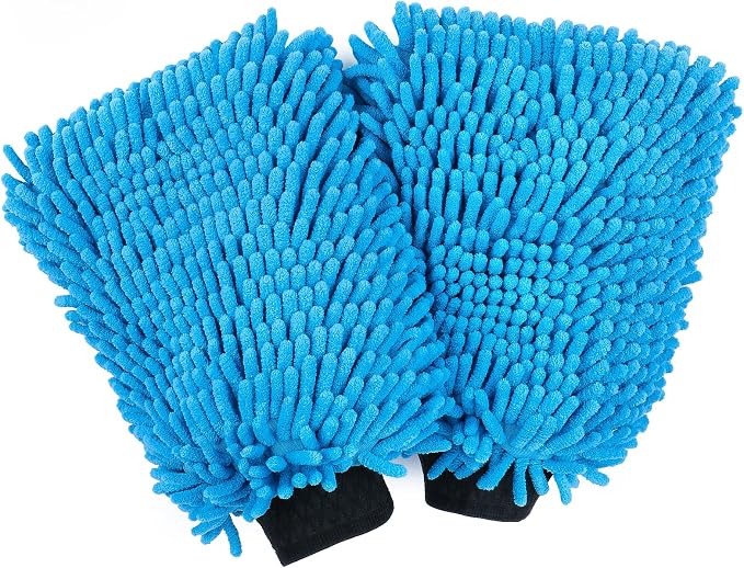 HOMEXCEL Car Wash Mitt, 2PK Chenille Microfiber Wash Mitt, Scratch-Free & by HOMEXCEL