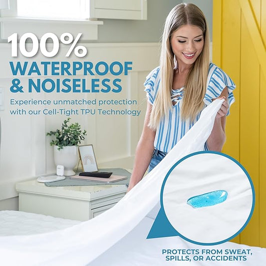 Twin Size 39x75” Premium Waterproof Zippered Mattress Encasement, 100% Cotton - Image 2