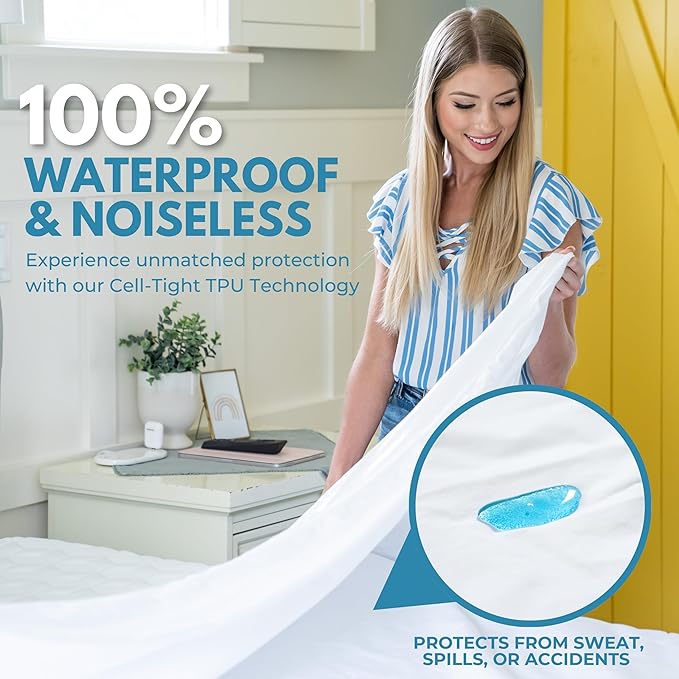 Full/Double 54x75” Premium Waterproof Zippered Mattress Encasement, 100% Cotton - Image 2