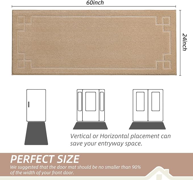 BEQHAUSE Door Mat 24" x 60", Non-Slip Door Mats Indoor Entryway Rugs Washable - Image 2