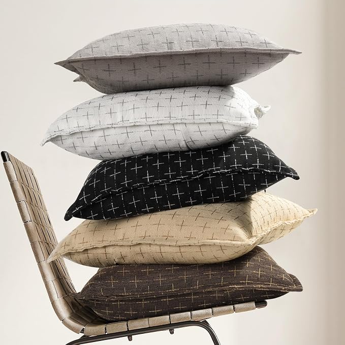 Pillow Covers 24x24 Set of 2 Soft Polyester Textured Pillow Covers - Image 4
